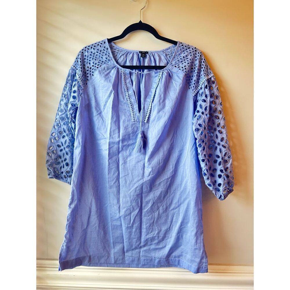 J.Crew black label eyelet tunic blouse size S EUC boho beach summer